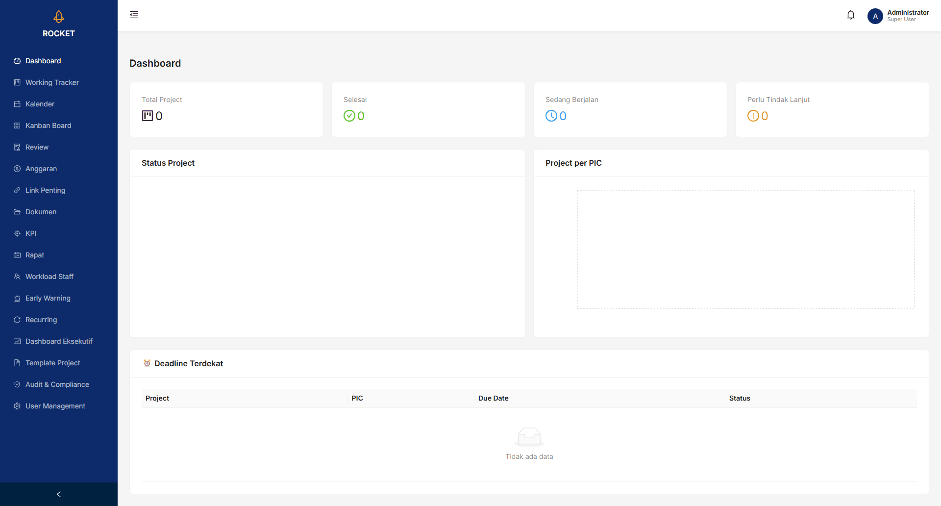 ROCKET — Corporate Project & Budget Management System screenshot 1