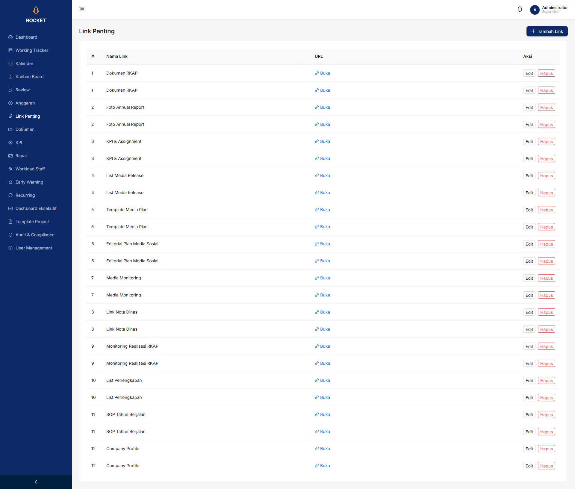 ROCKET — Corporate Project & Budget Management System screenshot 3